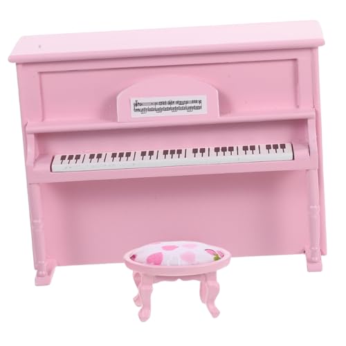 TOYANDONA Maßstab Elegantes Mini Klavier mit Hocker Rosa Miniatur Musikinstrument Feine Dekoration für Puppenhäuser TOYANDONA Maßstab Elegantes Mini Klavier mit Hocker Rosa Miniatur Musikinstrument Feine Dekoration für Puppenhäuser von TOYANDONA