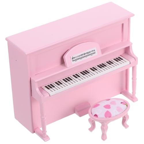 TOYANDONA Maßstab Elegantes Mini Klavier mit Hocker Rosa Musikinstrument Dekoration für Puppenhaus Zubehör TOYANDONA Maßstab Elegantes Mini Klavier mit Hocker Rosa Musikinstrument Dekoration für Puppenhaus Zubehör von TOYANDONA
