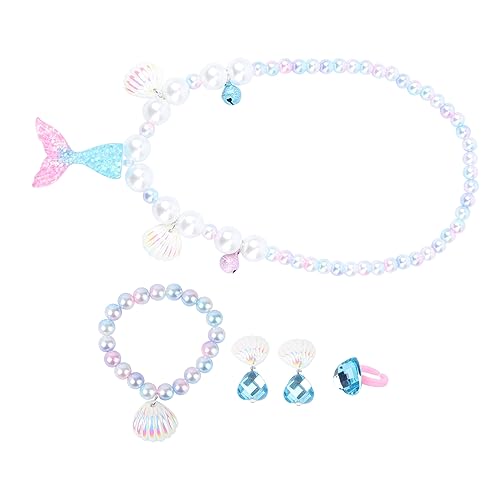 TOYANDONA Meerjungfrau Halskette Armband Und Ring üßes Schmuckset Für ädchen Ideales Zubehör Für Prinzessinnen Und Kostüme von TOYANDONA