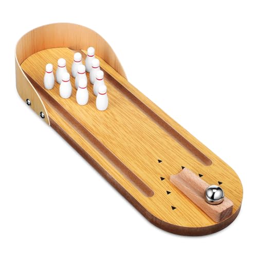 TOYANDONA Mini Bowling Set Holz Tischspiel Kompakt Tragbar Indoor Bowling Spiel für Erwachsene Familienspiele Eltern-Junge Mädchen Interaktion TOYANDONA Mini Bowling Set Holz Tischspiel Kompakt Tragbar Indoor Bowling Spiel für Erwachsene Familienspiele Eltern-Junge Mädchen Interaktion von TOYANDONA