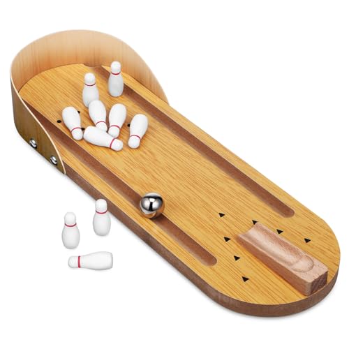 TOYANDONA Mini Bowling Set Holzspielzeug Kompaktes Tisch-bowlingspiel mit Pins für Erwachsene Indoor Party Geeignet für Familien und Freunde TOYANDONA Mini Bowling Set Holzspielzeug Kompaktes Tisch-bowlingspiel mit Pins für Erwachsene Indoor Party Geeignet für Familien und Freunde von TOYANDONA