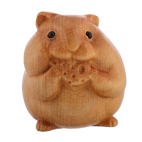 TOYANDONA Mini-Hamster-Modell Hamsterfigur Holz Hamster Deko Nussige Deko Figur Niedlicher Hamster Niedliche Hamster Deko Mini-Tastatur Auto Mausfigur Rattenfiguren hölzern Light Brown von TOYANDONA