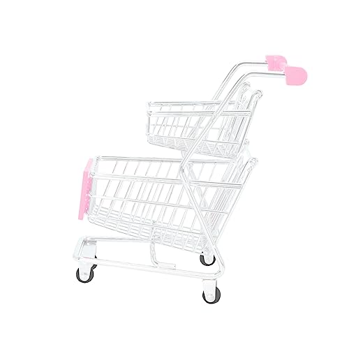 TOYANDONA Mini-Lebensmittelkorb Kiste Wimpernwagen Picknickkorb Warenkorb Barwagen ablagekörbe kühlkorb einkaufskorb dekoratives Karrenhandwerk Snack-Servierkorb Abs Rosa von TOYANDONA