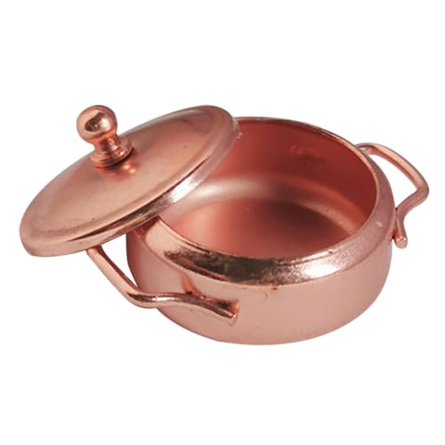 TOYANDONA Mini- -Miniaturtöpfe bastelset bastelzeug für puppenhauszubehör Miniaturküchenutensilien Minikocher aus Metall Ornamente Mini-Herde Mini-Kocher Legierung Rose Gold von TOYANDONA