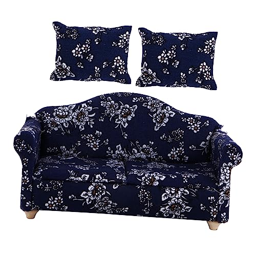 TOYANDONA Mini-Sofa Sofa-Verzierung Puppenhaus-Wohnzimmer-Accessoire puppenhaus Couch Kindersofas Hausdekoration small Sofa modellhaus Spielzeug Modellsofa Spielhaus Sofa Dorf Hu Tongmu Blue von TOYANDONA