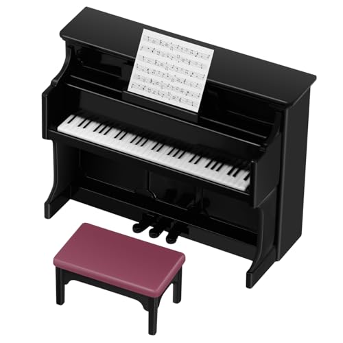 TOYANDONA Mini Upright Piano Mit Klavierhocker Puppenhaus Dekoration Für Miniatur Musikinstrument Szene Requisiten Für Kreative Gestaltung von TOYANDONA