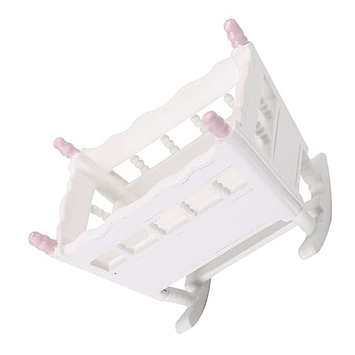 TOYANDONA Mini-Wiege Mini-hausschmuck Mini-puppenhausmöbel Puppenwiegen Und -betten Modell Der Puppenwiege Mini Puppenhaus Puppenbett Miniatur Wiege Mini-puppenstubenwiege Rosa Holz von TOYANDONA