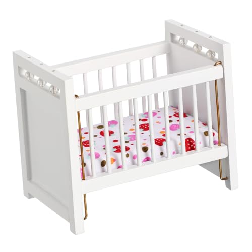 TOYANDONA Miniatur Babybett Ornament Weißes Miniaturmöbel Für Puppenhaus Ideal Als Für Kinderzimmer Mini Crib Für Kreative Spielwelten von TOYANDONA