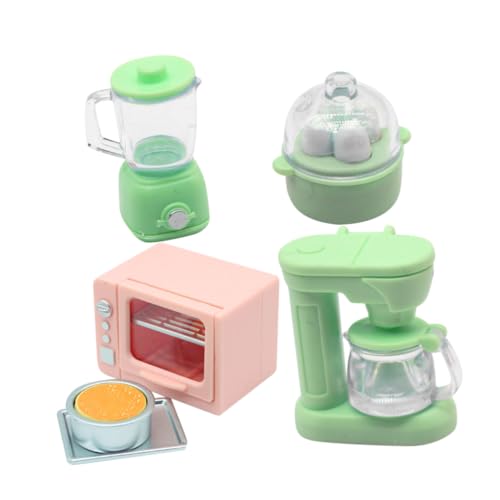 TOYANDONA Puppenhaus Puppen Miniatur Küchenaccessoires Set Für Puppenhaus 4 Teiliges Zubehör Mit Backofen Kaffeemaschine Entsafter Und Eierkocher Perfekte Dekoration Für Miniatur Küchen Szenen von TOYANDONA