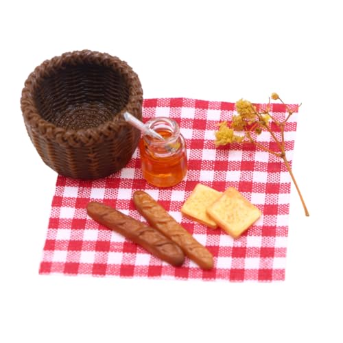 TOYANDONA Miniatur Puppenhaus Frühstücksset Realistischer Korb Mit Brot Und Zubehör Perfekt Für Und Partys Puppenhaus Deko Für Rollenspiele Und Fotorequisiten von TOYANDONA