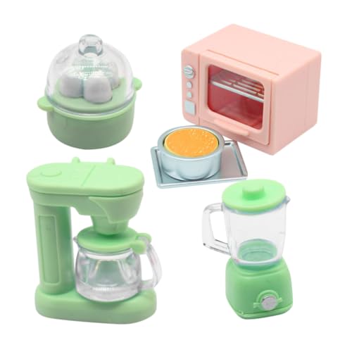 TOYANDONA Miniatur Puppenhaus Küche Set 4 Teiliges Zubehör Mit Realistischem Ofen Kaffeemaschine Entsafter Und Eierkocher Für Kreatives Und Dekorieren Von Puppenhäusern von TOYANDONA