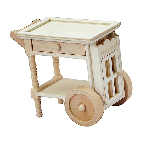 TOYANDONA Miniatur-Szene-Ornamente Schubkarre Küchensimulationswagen Mini-Trolley Dekoratives Trolley-Modell Mini-hausdekoration Desktop-Ornament DIY -versorgung Mini-hauswagen Birke von TOYANDONA