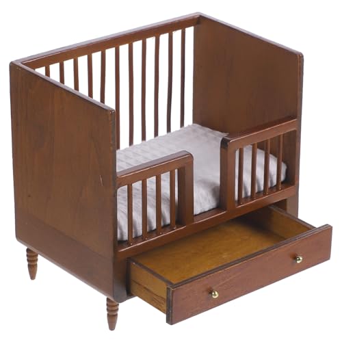 TOYANDONA Miniatur-szenenbettmodell Mini- -puppenbett Winziges Bettmodell Winzige Bettdekoration Dekoratives Kleines Bett Mini-Bett-möbel Puppenmöbel Mini-Bett-Figur Light Brown Hölzern von TOYANDONA