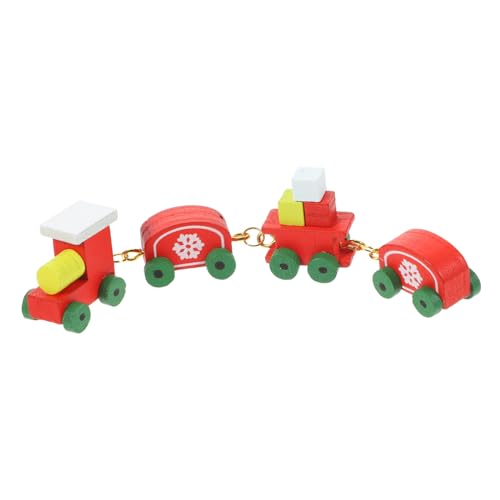 TOYANDONA Minizug Weihnachtsdekorationen Ornamente Miniatur Weihnachten Zug dekor Puppenstubenmöbel Fee Zugverzierung aus Holz Zubehör für Puppenhäuser Mini-Holzeisenbahn-Dekor hölzern rot von TOYANDONA