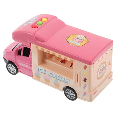 TOYANDONA Modell eines EIS-Food-Trucks Food-Truck-Spielzeug Spielzeug-Eiswagen Kinder-Eiswagen Kompaktes Spielzeugauto Auto zum Zurückziehen im Freien Rollenspielzubehör Legierung Rosa von TOYANDONA