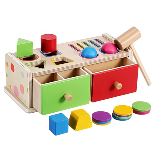 TOYANDONA Holzspielzeug Zum Sortieren Von Formen Und Farben Für Kleinkinder Lernspielzeug Aus Holzblöcken Mit Formzuordnungsspiel Für Jungen Und Mädchen TOYANDONA Holzspielzeug Zum Sortieren Von Formen Und Farben Für Kleinkinder Lernspielzeug Aus Holzblöcken Mit Formzuordnungsspiel Für Jungen Und Mädchen von TOYANDONA