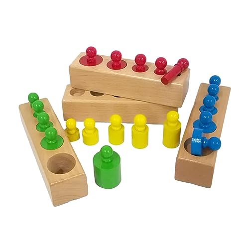 TOYANDONA Frühes Pädagogisches Spielzeug Aus Holz Zylinder Sockel Puzzle Für Kleinkinder Kognitive Entwicklung von TOYANDONA