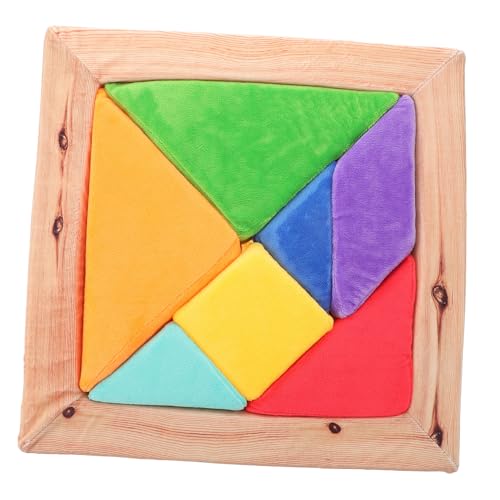 TOYANDONA Plüsch-Tangram Spiel mit Plüschblöcken Spielzeugkorb Puzzle-Bauwürfel Tangrams Formen Puzzlespielzeug zappeln Puzzle interaktives Stielspielzeug Form-Lernspielzeug von TOYANDONA