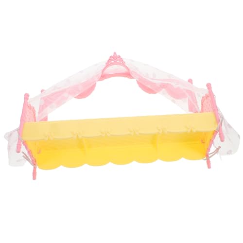 TOYANDONA Prinzessin Bett Puppenbetten Minibett Puppenhauszubehör Und Möbel Spielzeugbett Babybett Puppenhaus Babybett Puppenmöbel Mini-puppenhausmöbel Puppenhausbett Rosa Plastik von TOYANDONA