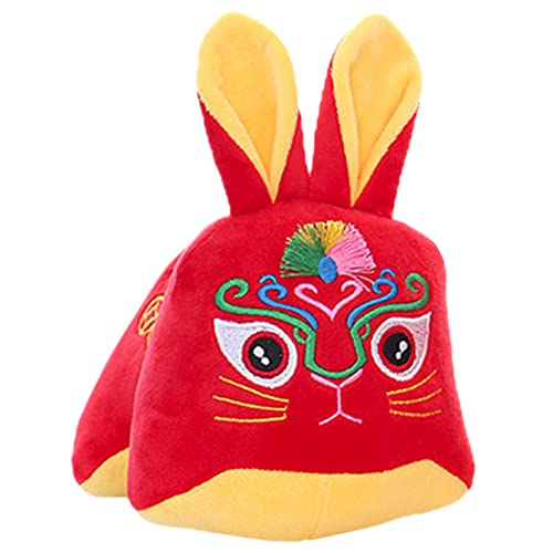 TOYANDONA Puppe in Hasenform Hase Stofftier Kinderspielzeug Plüschkaninchenspielzeug Hasen Kuscheltier hasenpuppe Kindertierpuppenspielzeug Sternzeichen Hase Puppe kurzer Plüsch rot von TOYANDONA