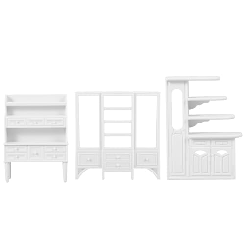 TOYANDONA Puppenhausmöbel 3 Stück Maßstab 1:25 Miniaturschrank Minihaus Vitrine Puppen Bücherregal Schrank Vitrine Dekoration Sideboard Zubehör von TOYANDONA