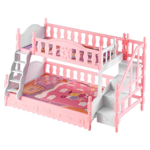 TOYANDONA Puppenhausmöbel-Etagenbett 1:12 Künstliches Bett Miniatur-Etagenbett Mini-Hausbettmodell Mit Leiter Mini-Puppenschlafzimmermöbel Für Kinder Kinder von TOYANDONA