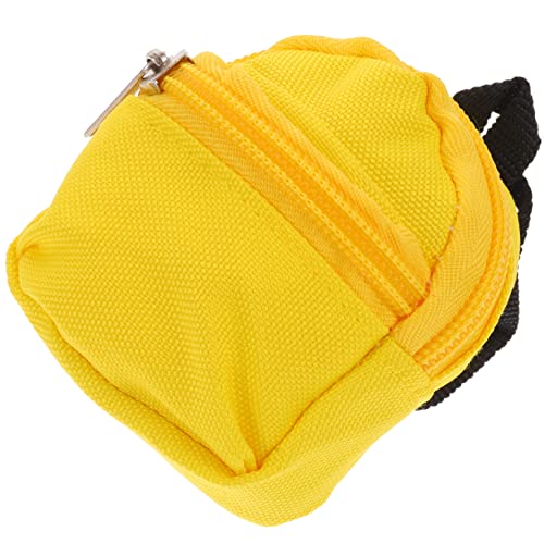 TOYANDONA Puppenrucksack Kosmetiktasche Mini-Geldbörse Beutel Puppenträger Puppen Schulranzen Rucksack für Puppen Mini-Hausverzierung Mini-Schultaschen-Ornament Polyester Yellow von TOYANDONA