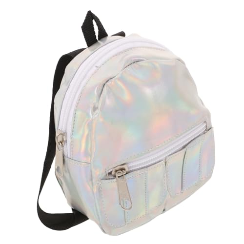 TOYANDONA Puppenrucksack Mini-Rucksack-geldbörse Umhängetasche Schulranzen-geldbörse Büchertaschen-geldbörse Glänzender Rucksack Rave-Rucksack Schulrucksack Reiserucksack Silver Stoff von TOYANDONA