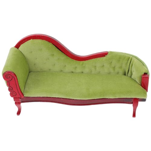 TOYANDONA Puppenstubensofa Bausatz Bausätze Puppenwagen Miniaturen winziges Sofadekor Miniatur-Szenen-Couch-Modell kleines Sofadekor Miniatur-Sofa-Modell Stoff Light Green von TOYANDONA