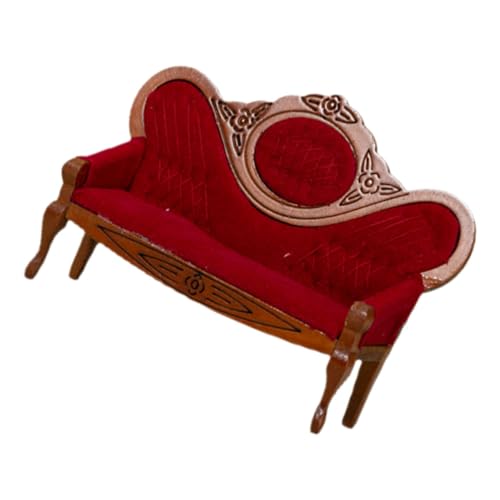 TOYANDONA Puppenstubensofa Chaiselongue Häuser einzelner Sofastuhl Puppenküchendekoration puppenstubenmöbel Dollhouse Furniture Miniatursofa Miniatur-Couch Mini-Dekoration hölzern von TOYANDONA