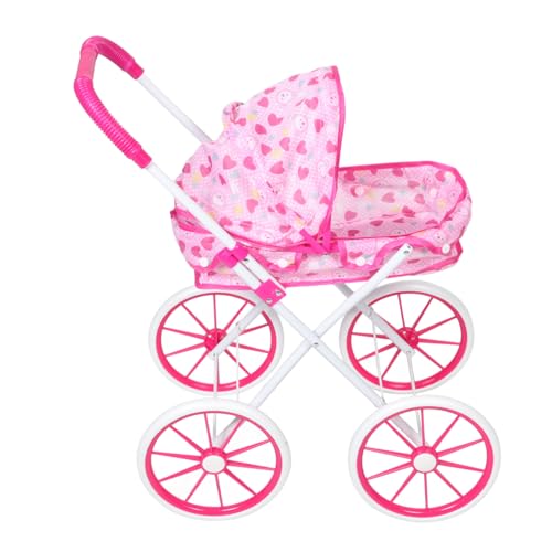 TOYANDONA Puppenwagen Puppen-Regenschirm-Kinderwagen Spiel Kinderwagen Spielen Kinder Spielen Kinderwagenspielzeug Einkaufswagen Für Kleinkinder Kinderwagen Kinderwagen Rosa Oxford-Stoff von TOYANDONA