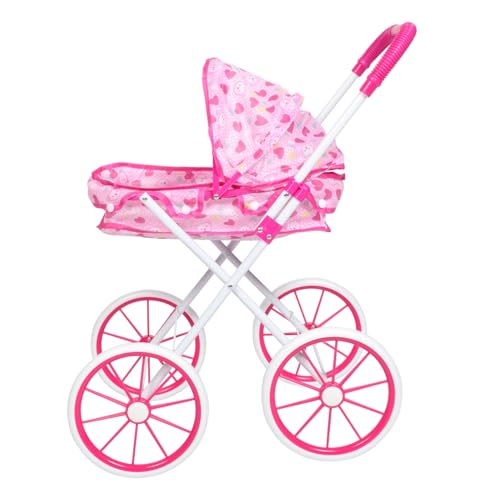 TOYANDONA Puppenwagen Spielzeug-Kinderwagen Spiel Kinderwagen Spielen Regenschirm Kinderwagen Kleinkind- -Kinderwagen-Spielzeug Reisesystem Für Babypuppen Rosa Oxford-Stoff von TOYANDONA