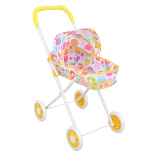 TOYANDONA Puppenwagen für Kinderwagen Babypuppe mit Kinderwagen Zubehör für Babypuppen realistischer Kinderwagen Kinderwagenspielzeug zum Schieben Polyester Yellow von TOYANDONA