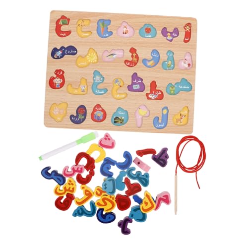 TOYANDONA Puzzle Bewegliches Alphabet Holzbrett Mit Arabischen Buchstaben Übungsbrett Für Buchstaben Aus Holz Alphabet-lernwerkzeug Alphabettafel Übungstafel Für Holzbuchstaben Hölzern von TOYANDONA