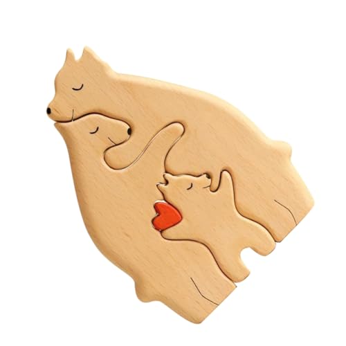 TOYANDONA Puzzle Und Kind Bär Aus Holz Bärenskulptur Bärenfigur Bärenpuzzle Figur Dekorative Statue Bärenstatue Tischdekoration Bärendekoration Niedliche Bärenskulptur von TOYANDONA