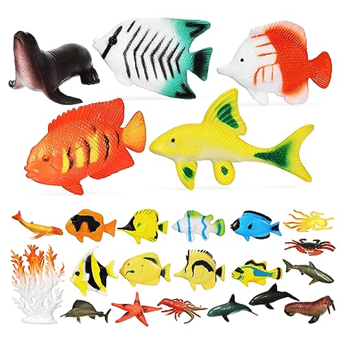 TOYANDONA Realistische Meerestiere Figuren Set Educational Für Inklusive Tropische Fische Krabben Oktopus Und Seesterne Ideal Für Lernspielzeug Und Geburtstagsgeschenke von TOYANDONA