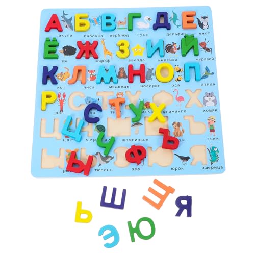 TOYANDONA Russisches Puzzle Puzzlematte Montessori Alphabet- Denksportaufgaben Alphabet-Zug-Puzzle Russisch Lernen Russisches Alphabet Holz von TOYANDONA