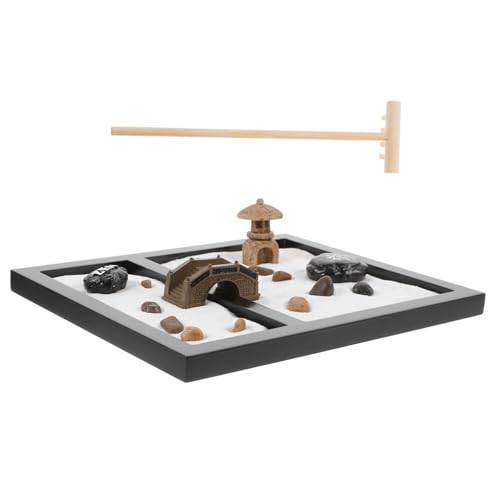 TOYANDONA Sandtischdekoration Bürodekoration Miniaturlandschaft Mit Sand Meditationsgarten Miniaturlandschaft Zen Garten Miniaturlandschaft Sandtisch Für Den Schreibtisch Schwarz von TOYANDONA