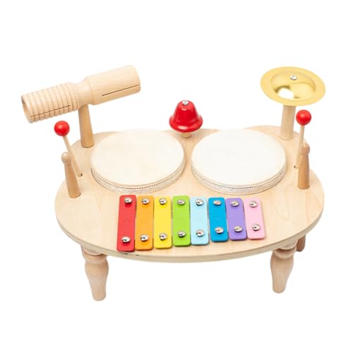 TOYANDONA Satz Kindertrommel Spielzeuge Musikinstrumente Schlagzeug-spielset Musikinstrument- Kinderspielzeug Musikspielzeug Für Kleinkindmusikspielzeug Khaki Metall von TOYANDONA