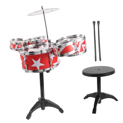 TOYANDONA Satz Schlagzeug für interaktives Schlagzeug Drumset Trommel kinderspielzeug Musik Musikinstrument für Kindertrommeln Plastik rot von TOYANDONA