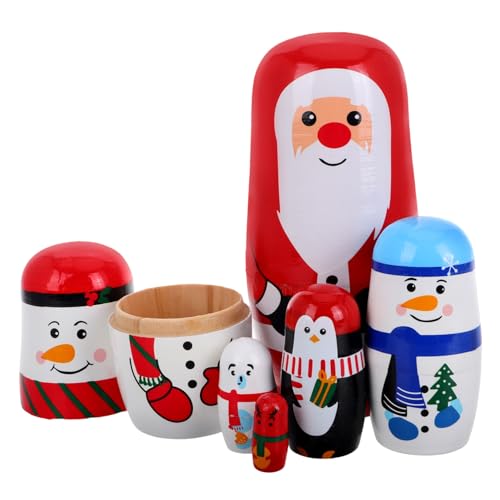 TOYANDONA Schichtige Russische Holz-Puppen Weihnachtsdekoration Stapelbare Handbemalte Russische Puppen Figuren Farbenfrohes Cartoon Nesting Dolls Festliche Tischdeko und Pädagogisches TOYANDONA Schichtige Russische Holz-Puppen Weihnachtsdekoration Stapelbare Handbemalte Russische Puppen Figuren Farbenfrohes Cartoon Nesting Dolls Festliche Tischdeko und Pädagogisches von TOYANDONA