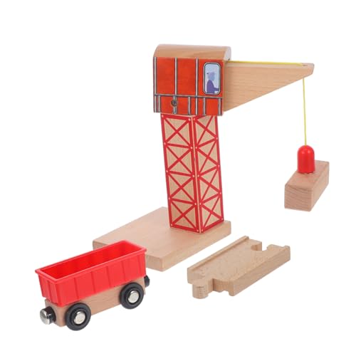 TOYANDONA Schiene Anhänger Spielzeug Dekorative Schiene Kran Spielzeug Holz Eisenbahn Kran Prop Zug Gebäude Zubehör DIY Eisenbahn Zug Zubehör Kinder Spielzeug Eisenbahn Schiene Kran von TOYANDONA