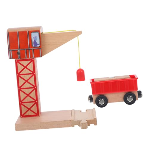 TOYANDONA Schienenanhänger Spielzeug DIY Schienenkran Spielzeug Kinderspielzeug DIY Kran Modell Schienenkran Für DIY Zug Eisenbahn Schienenkran Holz Eisenbahnkran Stütze DIY Zug Stütze von TOYANDONA