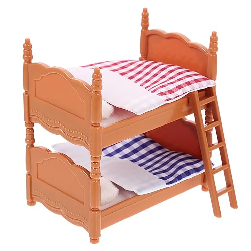 TOYANDONA Schlafzimmer Puppenhaus-Miniatur-Szenenmodell Doppelstockbett für Puppen Puppenhaus-Hochbett für kinderspielzeug Mini-Etagenbett Miniatur-Puppen-Etagenbett Plastik von TOYANDONA