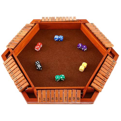 TOYANDONA Shut The Box-Spiel Aus Holz Klassisches Tischspiel Verbessert Für 1–6 Spieler Shut The Box-Würfelspiel Sechsseitiges Brettspiel Für Kinder Erwachsene Familie Klassenzimmer Zuhause von TOYANDONA