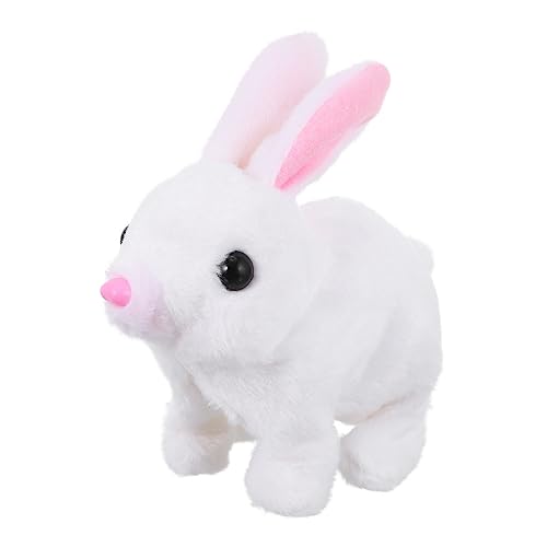 TOYANDONA Simulation Kaninchenpuppe Tiere Heu Plüsch Zappeln Elektrische Hasenpuppe Elektrische Häschenpuppe Elektrische Faux-Bunny-Puppe Elektronisches Bauteil Weiß von TOYANDONA