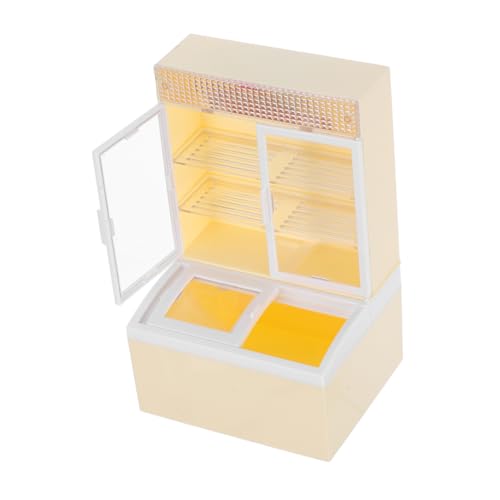 TOYANDONA Simulation eines Eisschranks Miniatur-Küchen-Gefrierschrank-Modell Puppe Kind Übertreibungs Lebensnahe Spielzeuge Miniatur-Kühlschrank winzige Vitrine Plastik Beige von TOYANDONA