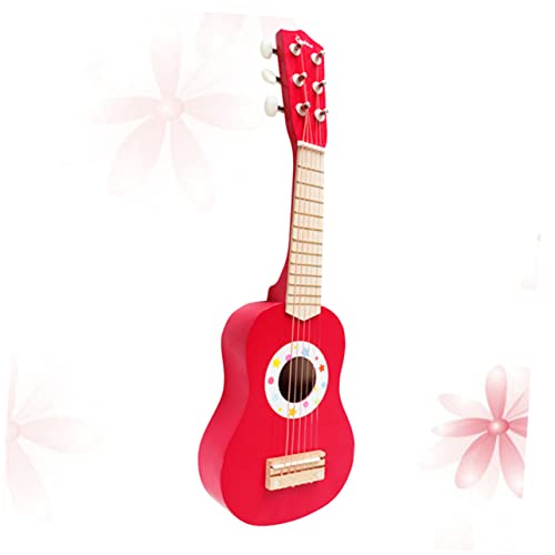 TOYANDONA Simulierte Gitarre Kinderspielzeug Gitarre Für Kinder Kinder-Ukulele Kinder Gitarre Mini-Ukulele Mini-Gitarre Mini-Spielzeug Musikinstrumente Für Kinder Akustikgitarre Rot Hölzern von TOYANDONA