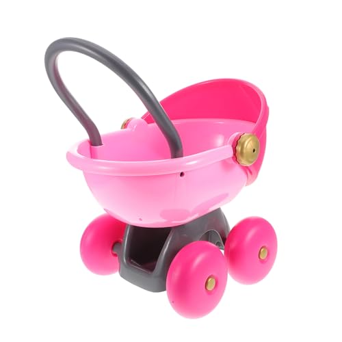 TOYANDONA Spielzeugkinderwagen Für Kinder Kinderwagen Für Babypuppen Puppenwagen Kinderwagen Für Puppen Puppe Simulierter Kinderwagen Mikro-Layout-Ornament Mini-hauskinderwagen Rosa Plastik von TOYANDONA