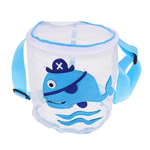 TOYANDONA Spielzeugtasche Muschelbeutel sammeln Netzbeutel für Muschelspielzeug Strandtasche Verstellbarer Schultergurt Handtasche Muscheltasche Reißverschluss-Muschel-Mesh-Tasche PVC Blue von TOYANDONA